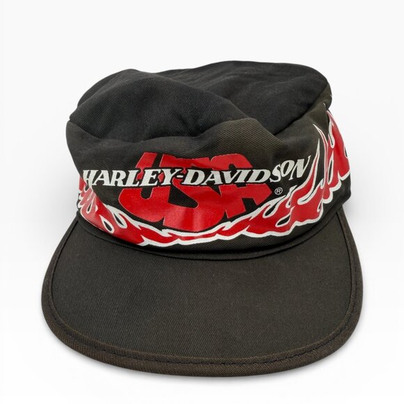 Vintage Harley Davidson Flame Logo USA Painters Cap - Picture 5 of 7